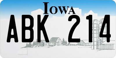 IA license plate ABK214
