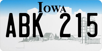 IA license plate ABK215