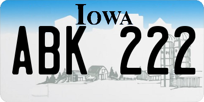 IA license plate ABK222
