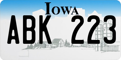 IA license plate ABK223