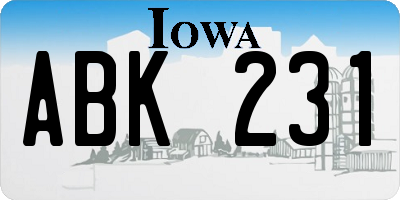 IA license plate ABK231
