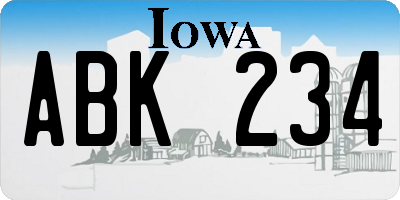 IA license plate ABK234
