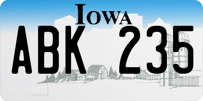IA license plate ABK235
