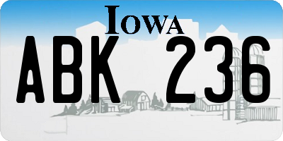 IA license plate ABK236