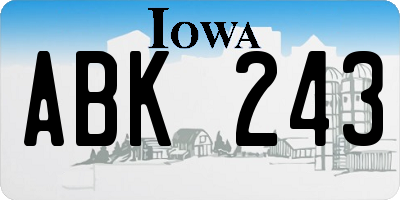 IA license plate ABK243