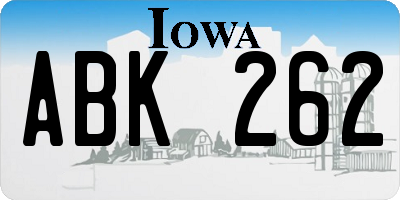 IA license plate ABK262
