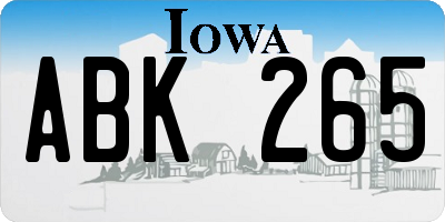 IA license plate ABK265
