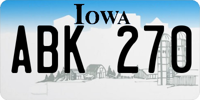IA license plate ABK270