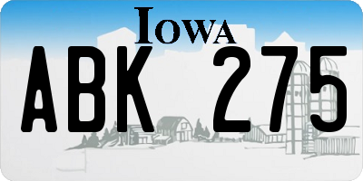 IA license plate ABK275