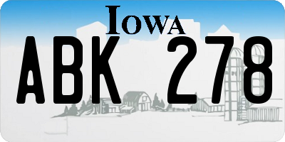 IA license plate ABK278