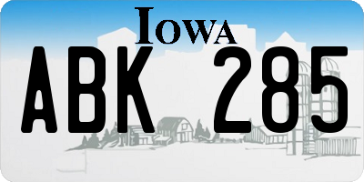 IA license plate ABK285
