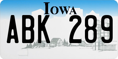 IA license plate ABK289