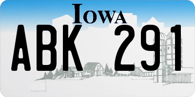 IA license plate ABK291