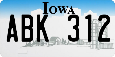 IA license plate ABK312