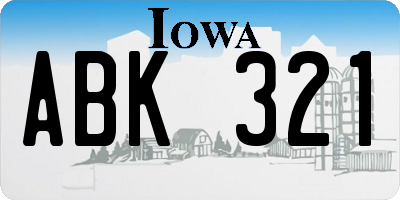 IA license plate ABK321