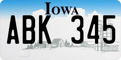 IA license plate ABK345