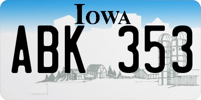 IA license plate ABK353