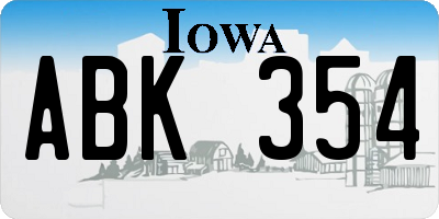 IA license plate ABK354