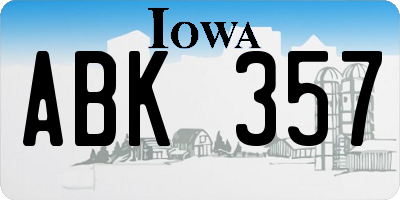 IA license plate ABK357
