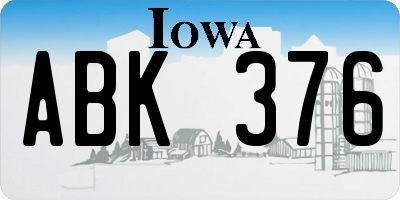IA license plate ABK376