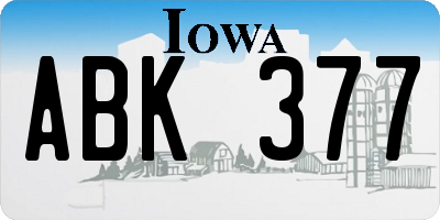 IA license plate ABK377