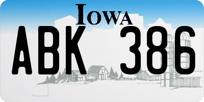 IA license plate ABK386