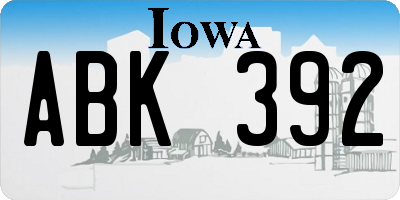 IA license plate ABK392