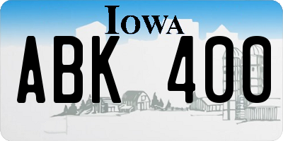 IA license plate ABK400