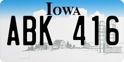 IA license plate ABK416