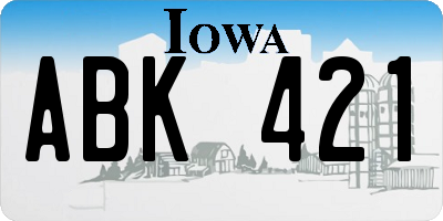 IA license plate ABK421