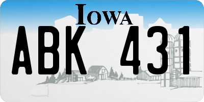 IA license plate ABK431