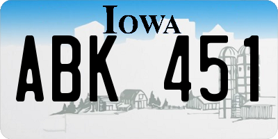 IA license plate ABK451
