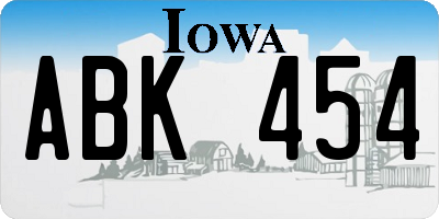 IA license plate ABK454