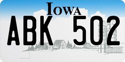 IA license plate ABK502