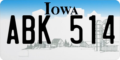 IA license plate ABK514