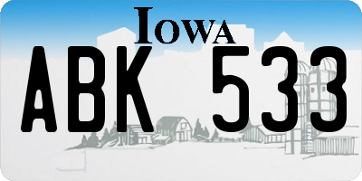 IA license plate ABK533