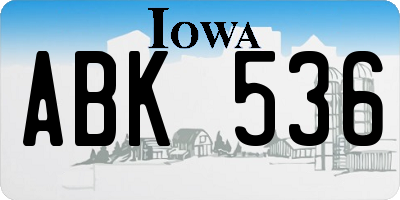 IA license plate ABK536