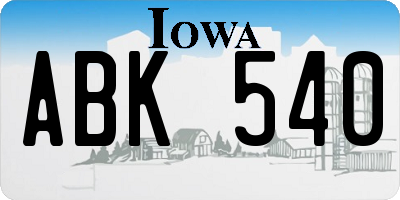 IA license plate ABK540