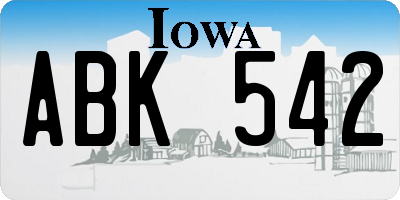 IA license plate ABK542