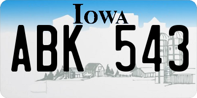 IA license plate ABK543