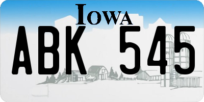 IA license plate ABK545