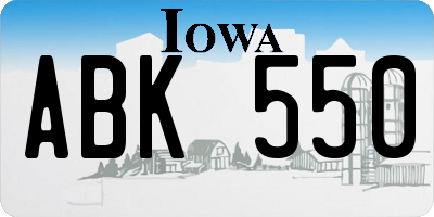 IA license plate ABK550