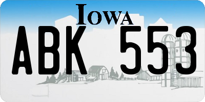IA license plate ABK553