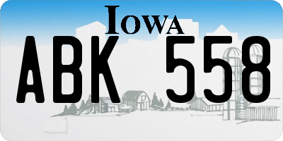IA license plate ABK558