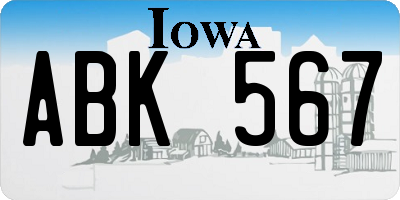 IA license plate ABK567