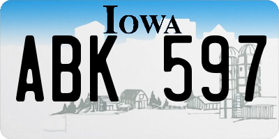 IA license plate ABK597