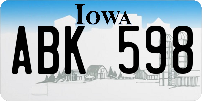 IA license plate ABK598
