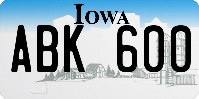 IA license plate ABK600