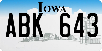 IA license plate ABK643