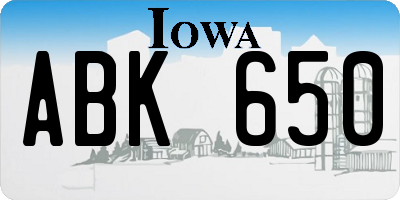 IA license plate ABK650